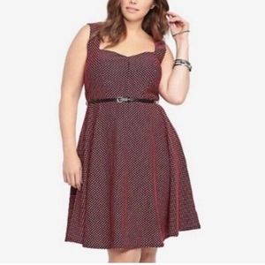 🎊Torrid Jacquard Polka Dot Dress  3X Pin Up Sleeveless Sweetheart Retro